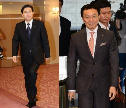 임영록 전 KB금융회장(좌)과 이건호 전 KB국민은행장(사진=뉴스1)