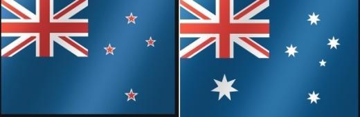 뉴질랜드국기(왼쪽)와 호주국기