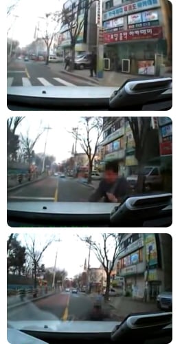 횡단보도 고의자해 블랙박스 영상 /사진제공=금융감독원 유투브 영상 캡처