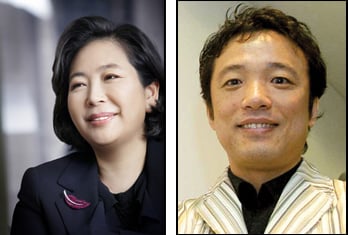 현정은 현대그룹 회장(왼쪽), 김택진 엔씨소프트 대표