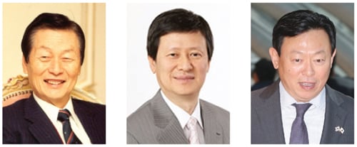 신격호 총괄회장, 신동주 전 부회장, 신동빈 회장