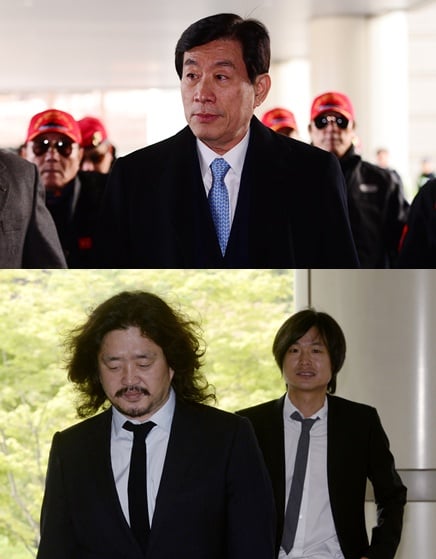 ‘김상환 부장판사’ ‘원세훈 법정구속’ 원세훈 전 국정원장(위)에 유죄를 판결한 김상환 부장판사가 '나꼼수'의 김어준-주진우(아래, 왼쪽부터)에 대해 무죄를 선고한 판사라는 사실이 알려졌다. /사진=뉴스1