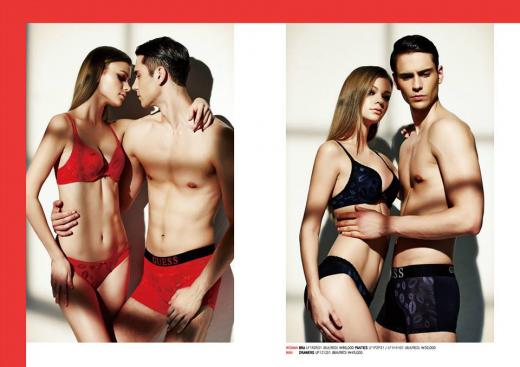 게스 언더웨어 2015 S/S 룩북 공개…강렬한 색상, 커플룩 특징