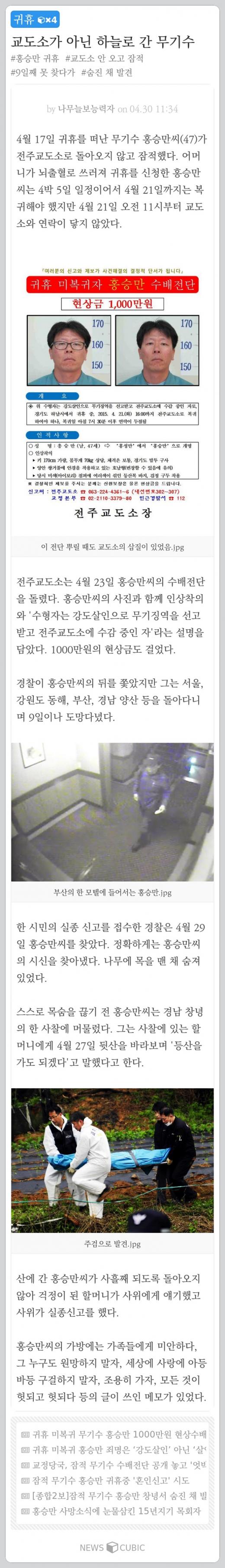 [오늘의 뉴스큐빅] 장동민이 기다린 시간은… 교도소 아닌 하늘로 간 무기수