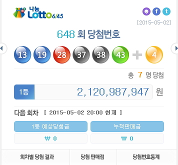 '로또 당첨번호' '제648회 로또 당첨번호' /자료=나눔로또