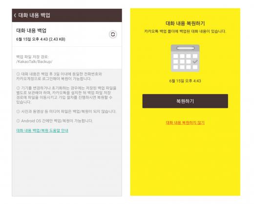 카카오톡 백업 기능 신설