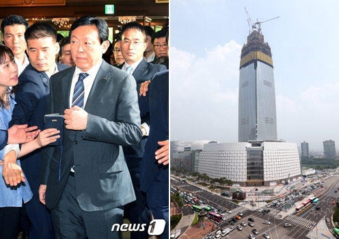 신동빈 롯데그룹 회장과 제2롯데월드. /사진=머니위크DB