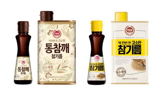 ▲ (왼쪽부터) : 사조해표 ‘통참깨 참기름’ 320ml(7,300원) / 500ml(10,900원), ‘고소한 참기름’ 320ml(7,300원) / 500ml(10,900원) [할인점 소비자가 기준] @머니위크MNB, 유통 · 프랜차이즈 & 창업의 모든 것