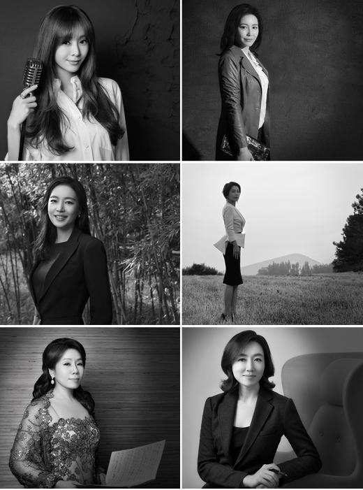▲(왼쪽부터 시계방향으로)카히나의 ‘아름다운재단’ 기부에 참여한 저명인사 가수 지나, ABC뉴스 서울지국장 조주희, 주얼리 아티스트 샐리손, 변호사 이윤남, 소프라노 이춘혜, 갤러리구 대표 구나윤