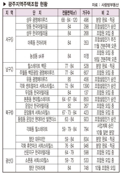광주광역시 아파트 분양시장 지역주택조합 ‘붐’