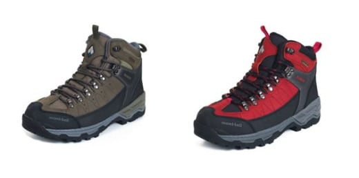 몽벨의 중장거리용 미드컷 트레킹화 '레토2.0' 카키 색상과 레드 색상 /사진제공=LS네트웍스