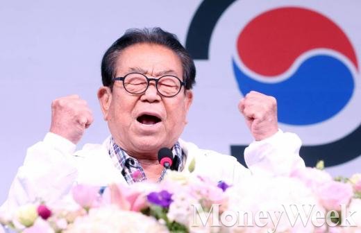 송해, 지난 9월 열린 90수 헌정공연 기자간담회(사진=머니투데이 홍봉진 기자) 
