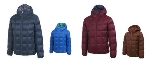 몽벨의 리버서블 구스다운 재킷 '럭키' 성인용과 어린이용. /사진제공=몽벨