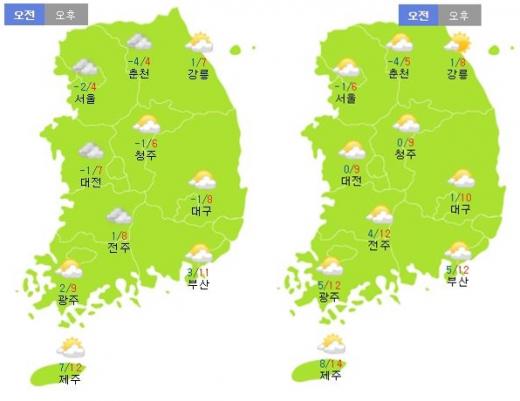 토요일(28일·왼쪽)과 일요일(29일) 날씨. /자료=기상청
