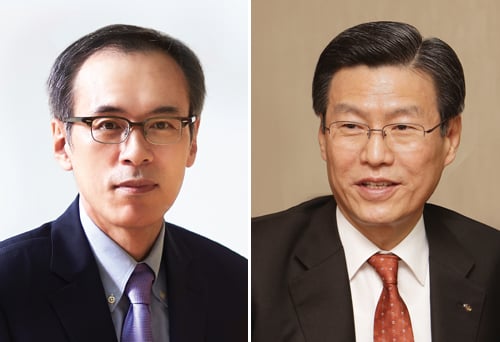 주진형 한화투자증권 사장(왼쪽)과 하춘수 전 DGB금융지주 회장 겸 대구은행장(오른쪽). /사진제공=한화투자증권, DGB금융지주