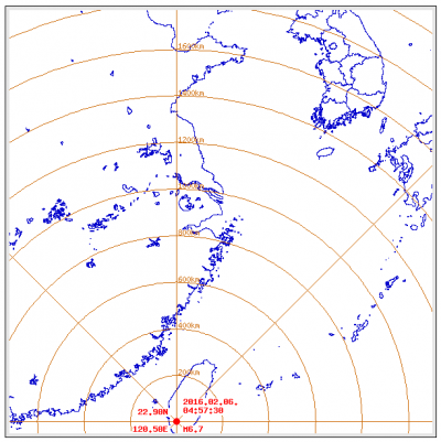 6일 오전 3시57분쯤(현지시간) 대만 타이난 동남쪽 31km 지점에서 규모 6.7의 지진이 발생했다. /자료=기상청