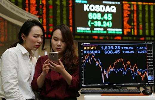 지난 12일 코스닥지수는 39.24포인트(6.06%) 하락한 608.45로 장을 마감했다. /사진=한국거래소 제공