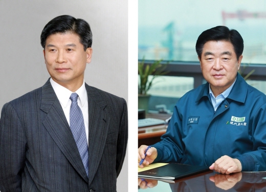 (왼쪽부터) 현대중공업 최길선 회장, 권오갑 사장