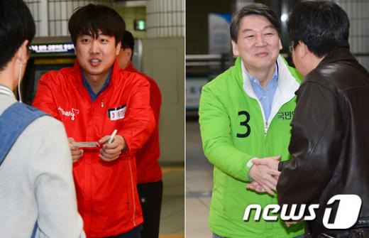 4·13총선 서울 노원병에 출마한 새누리당 이준석 후보(왼쪽)와 국민의당 안철수 상임공동대표. /자료사진=뉴스1
