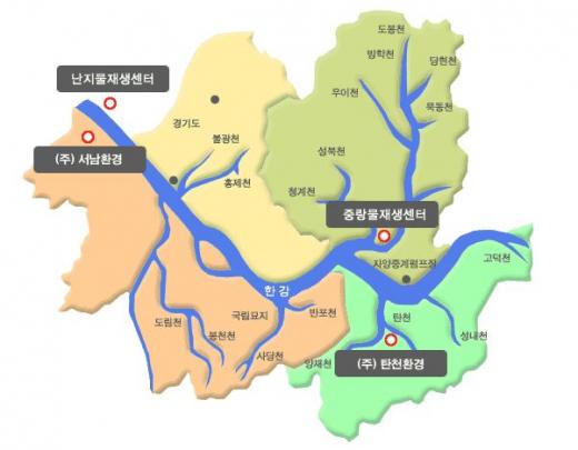서울시 물재생센터가 에너지자립률 50%를 넘겼다. 서울시 물재생센터 위치. /자료=서울시 홈페이지 캡처