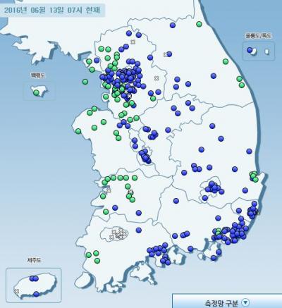 13일 오존 농도. /자료=에어코리아