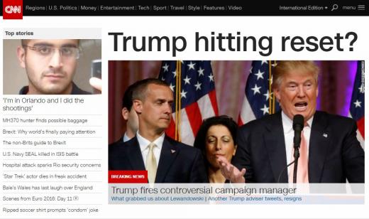 트럼프 선대본부장 경질. /자료=CNN 홈페이지 캡처