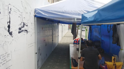 582 옥바라지 골목 철거를 반대하는 대책위 천막. /사진=김창성 기자