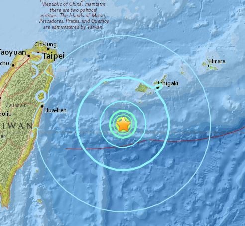 오키나와 지진. /자료=미국 지질조사국