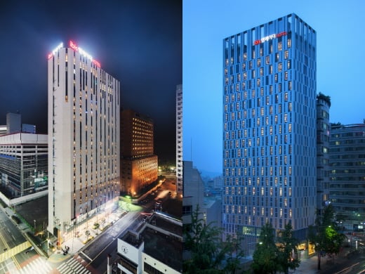 1일 동시 오픈한 이비스 앰배서더 서울 동대문과 부산 해운대(왼쪽부터). /사진=아코르 앰배서더 코리아