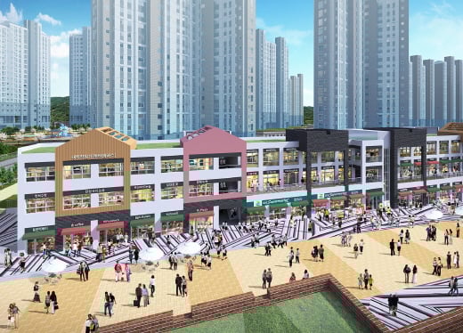 반도 10.0 2단지의 단지 내 상가에 있는 대치학원 SSM매장 투시도. /사진=반도건설