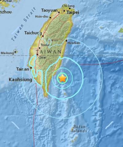 대만 지진. /사진=미국 지질조사국