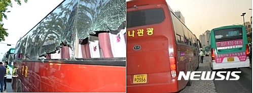 유치원 버스 사고. 어제(20일) 서울 강서구 염창동 등촌역 버스 승차장에서 유치원 관광버스와 시내버스가 추돌하는 사고가 발생했다. /사진=뉴시스(강서소방서 제공)