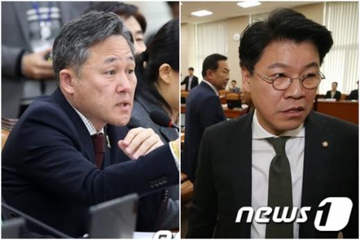 표창원 장제원. 오늘(1일) 오전 서울 여의도 국회에서 열린 안전행정위원회 전체회의에서 표창원 민주당 의원(왼쪽)이 장제원 새누리당 의원과 설전을 벌였다. /사진=뉴스1