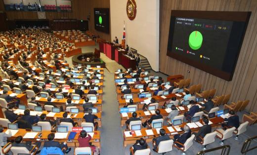2일 밤 서울 여의도 국회에서 400조원 규모의 내년도 예산안 등의 처리를 위한 본회의가 진행되고 있다. 이번 예산안은 6개월의 대장정을 거쳐 법정시한내 처리됐다. /사진=머니투데이DB