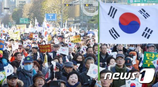 박근혜 대통령에 대한 탄핵소추안이 국회에서 가결된 가운데 10일 서울 종각역에서 박근혜를사랑하는모임(박사모)등 보수단체 회원들이 '탄핵 무효'를 외치며 행진하고 있다./사진=뉴스1