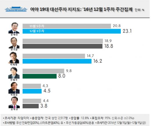 차기 대선주자 지지율. /그래픽=리얼미터 제공