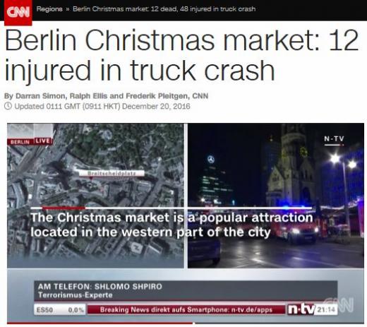 베를린 테러. 최소 9명 사망 50명 부상./자료=미국 CNN 방송화면 캡처
