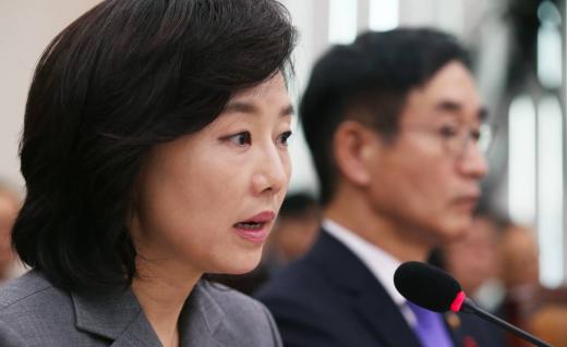 문화계 블랙리스트 논란으로 자택 압수수색을 받은 조윤선 문화체육광광부 장관과 국정 역사교과서 문제로 이준식 교육부 장관이 지난 12월28일 국회에 출석해 의원들의 질의에 답하고 있다. /사진=머니투데이