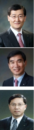 사진 위쪽부터 위성호 신한카드 사장, 김형진 신한금융지주 부사장, 임영진 신한금융지주 부사장