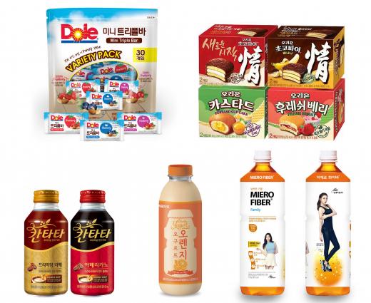 왼쪽위부터 시계방향으로_돌코리아, 오리온, 현대약품, 서울우유, 롯데칠성음료@머니S MNB, 식품 유통 · 프랜차이즈 외식 & 유망 창업아이템의 모든 것