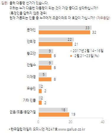 대선 후보 지지율. /그래픽=한국갤럽 제공