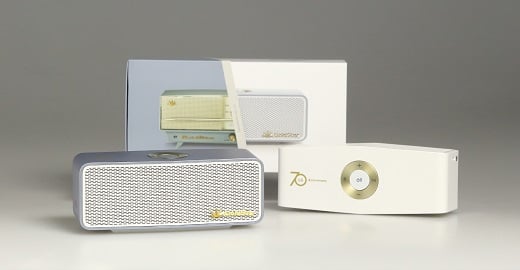 금성사의 국산 1호 라디오(A-501)를 모티브로 한 ‘포터블 블루투스 스피커’. /사진=LG