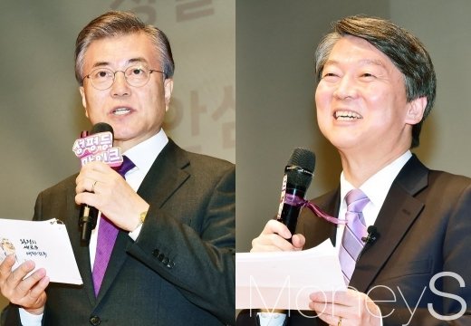 대선 후보 지지율. 문재인 안철수 양자대결. 사진은 문재인 전 더불어민주당 대표(왼쪽)와 안철수 전 국민의당 상임공동대표. /사진=임한별 기자