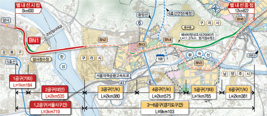 별내선 전 공구 안내도. /자료=서울시