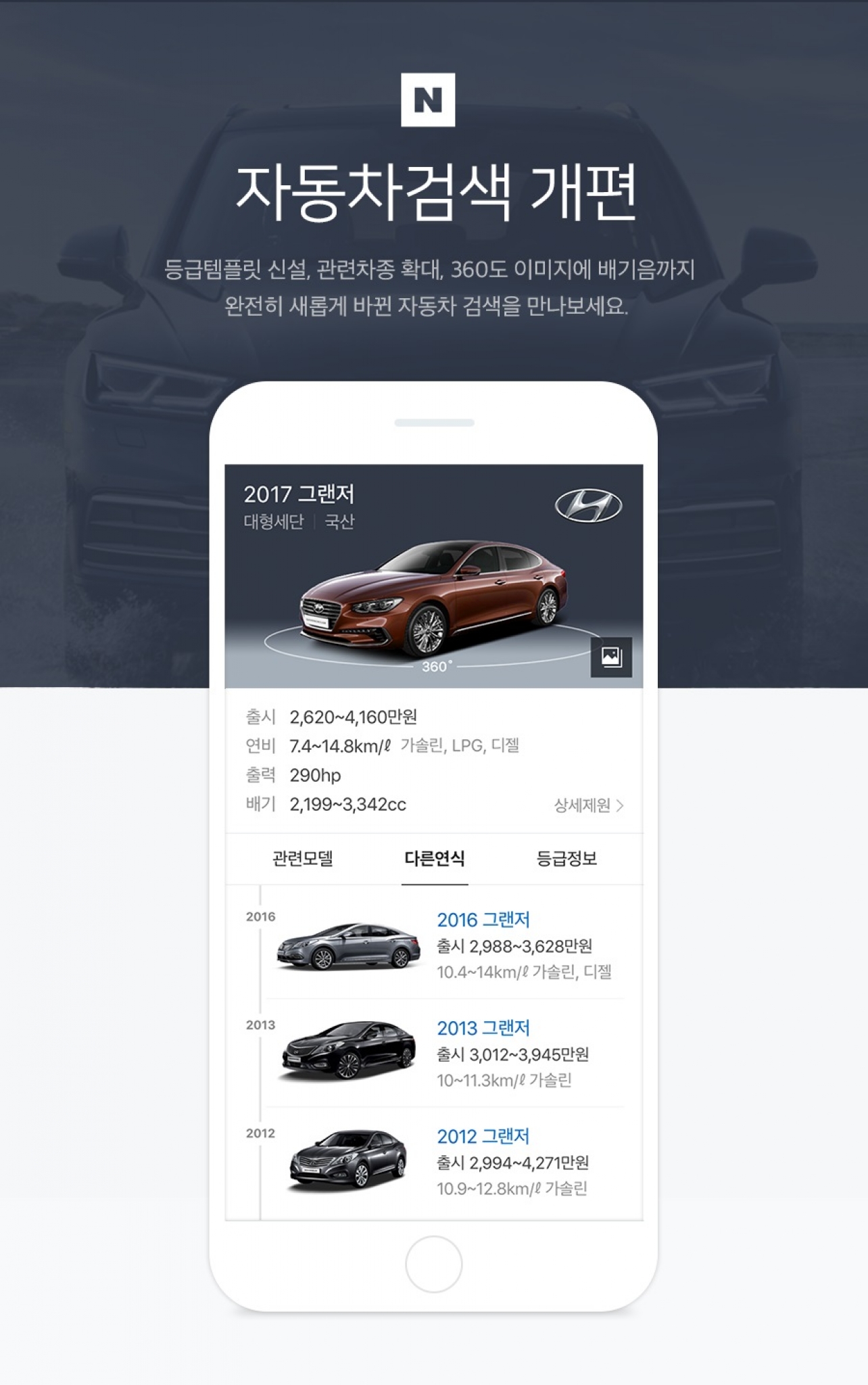 2일 네이버가 모바일 자동차 검색 기능을 강화한다고 밝혔다. /사진제공=네이버