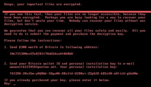 페트야 랜섬웨어. 새로운 사이버 공격을 받은 PC 화면. /사진=안랩 제공