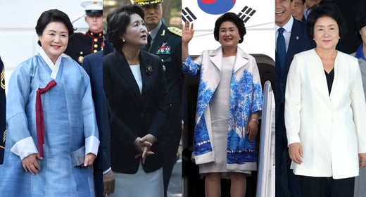 김정숙 여사가 한복 등 다양한 의상으로 문재인 대통령의 방미 일정에 함께해 화제다. /자료사진=뉴시스