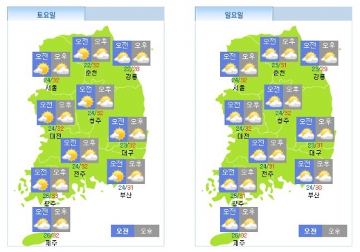 주말 날씨. /자료=기상청