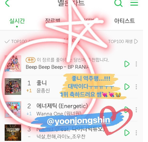 윤종신 '좋니' 음원차트 역주행 차트 1위… 