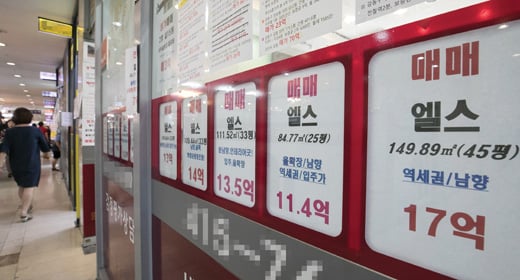 서울 송파구의 한 공인중계사 사무소 밀집지역에 게시된 매물 알림판. /사진=뉴스1 이승배 기자